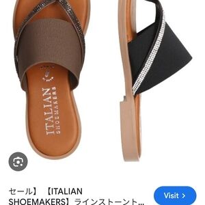 Italian Shoemakers Black and Brown Rhinestone Sandals